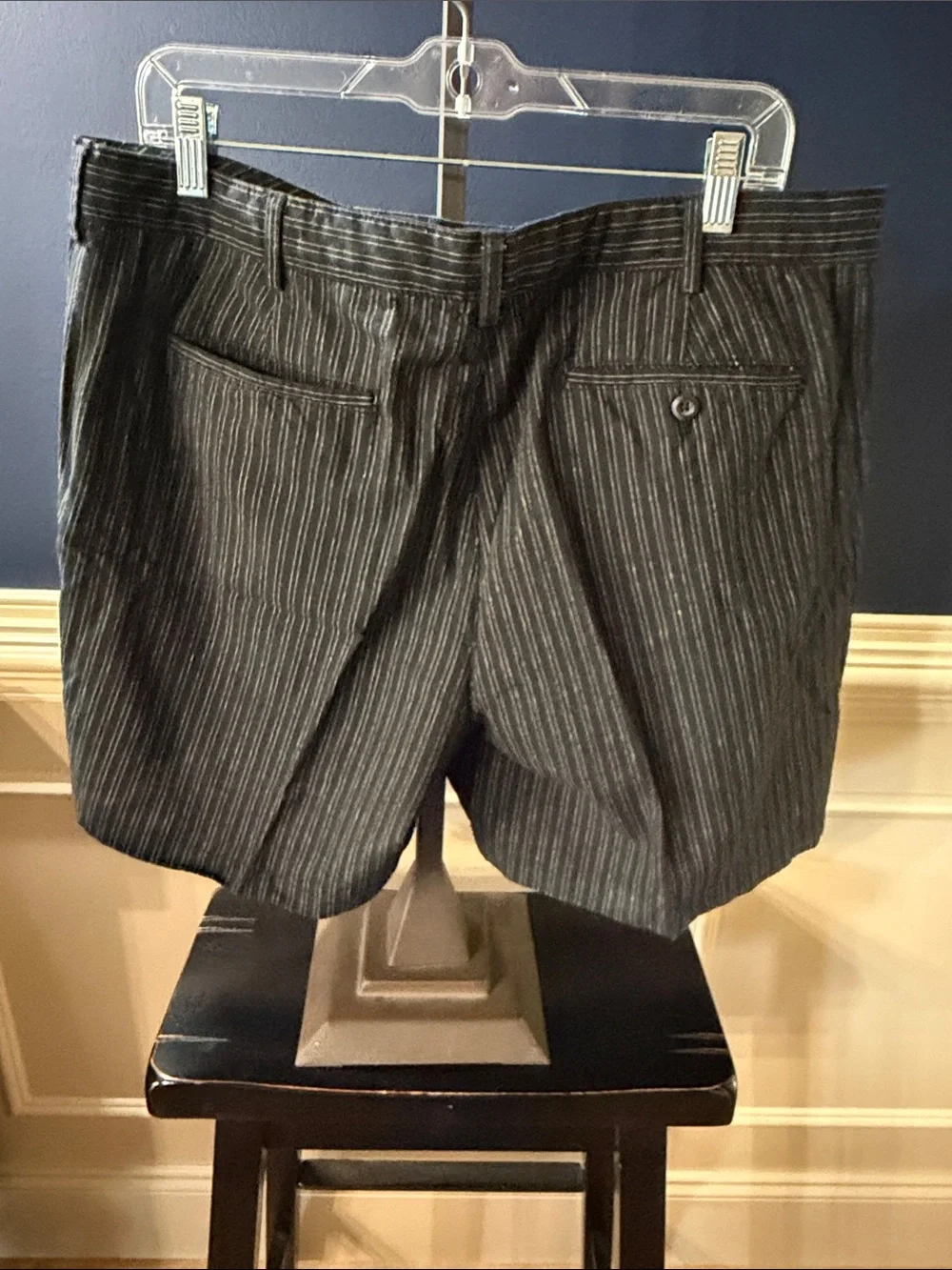 Men's Black Pinstripe Shorts